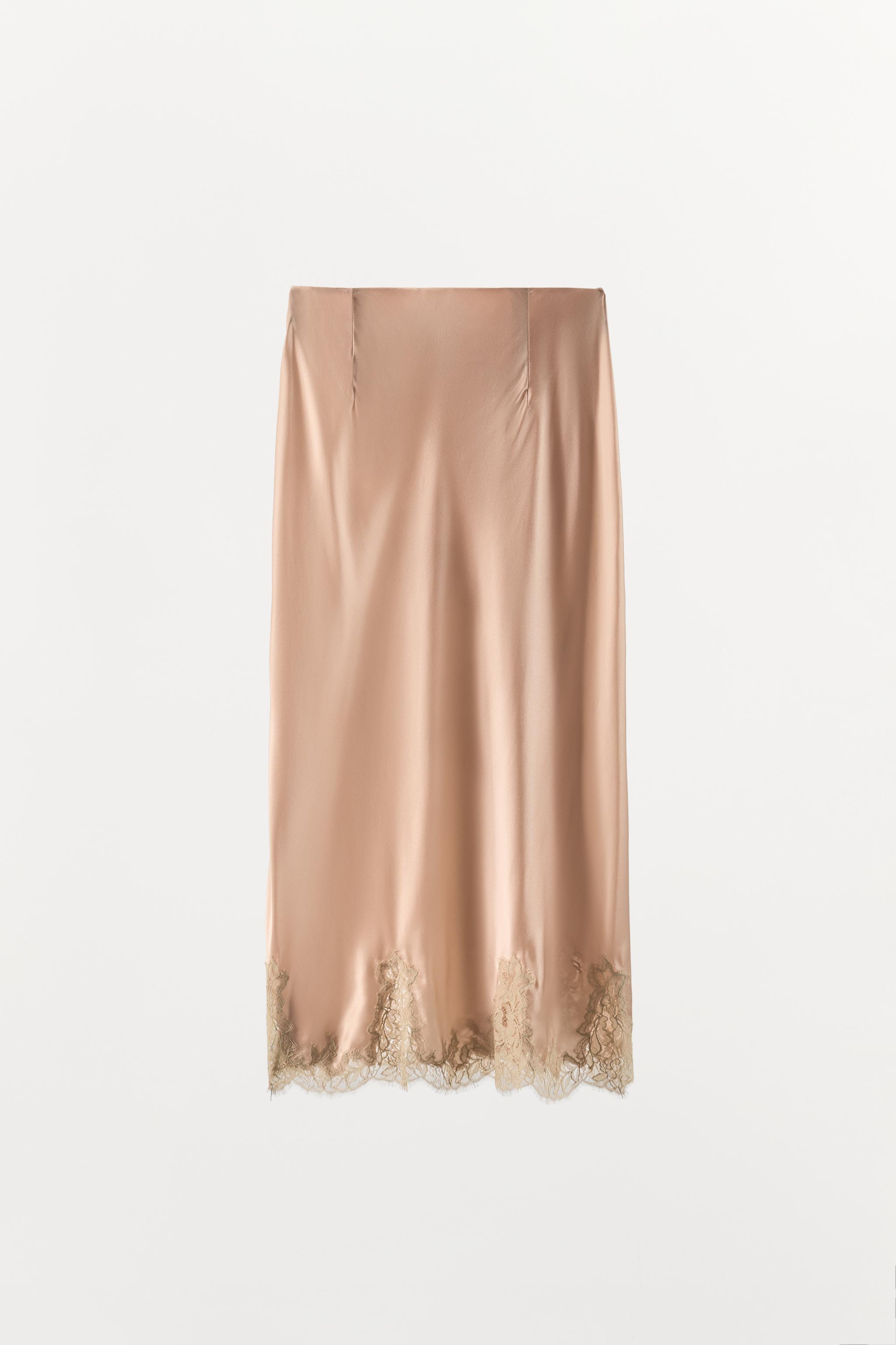 100% SILK LACE MIDI SKIRT